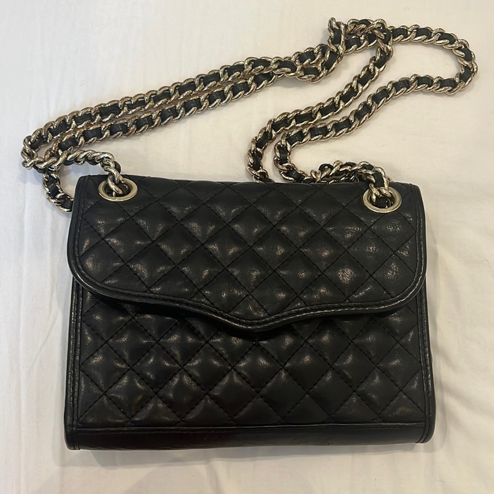 Rebecca Minkoff Mini Quilted Affair Cross-Body Handbag in Black/Gold
